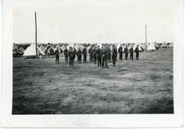 Photograph of No. 1 Casualty Clearing Station personnel on parade in Aldershot, UK