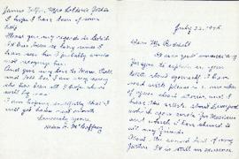 Correspondence between Thomas Head Raddall and Helen K. McCaffrey