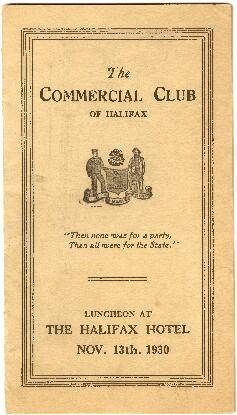 The Commercial Club of Halifax luncheon program