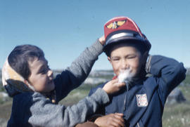 Photograph of two children playing in Fort Chimo, Quebec