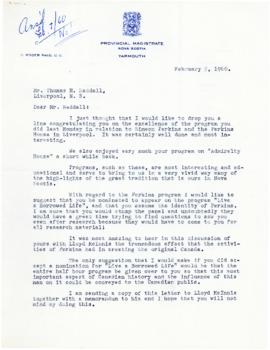Correspondence between Thomas Head Raddall and C. Roger Rand
