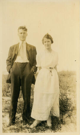Photograph of Frank Penney, wireless operator and Muriel Blakeney on Sable Island