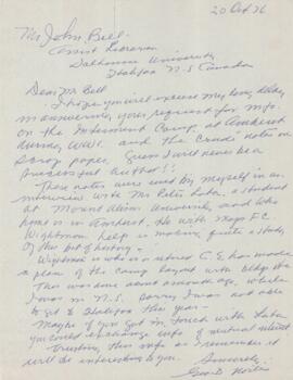 Letter to John Bell from George D. Noiles regarding Leon Trotsky's month at the Amherst Internmen...