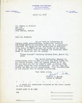 Correspondence between Thomas Head Raddall and Harold G. Sliker