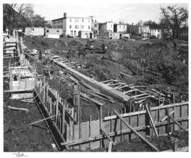 Photograph of the construction of Howe Hall