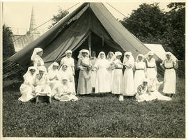 Nursing Sisters in front of tent