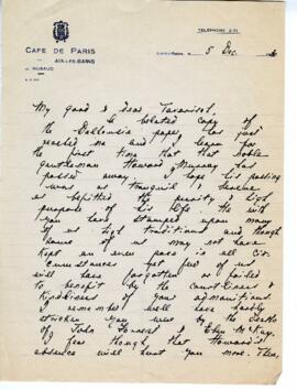 Correspondence from Owen Bell Jones to MacMechan, December 5, 1930