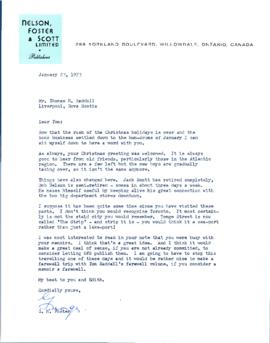 Correspondence between Thomas Head Raddall and Nelson, Foster and Scott Limited