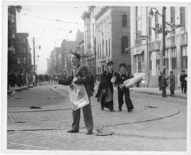 Photograph of servicemen in downtown Halifax during the VE-Day riots