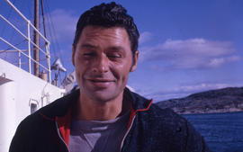 Photograph of Jobe Gear on board a boat in Goose Bay, Newfoundland and Labrador