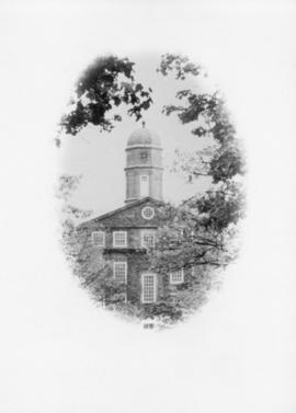 Photograph of the clock tower of the Henry Hicks Arts & Administration Building