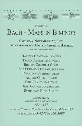 Bach's Mass in B Minor with the Truro Cantabile Singers and Breton Chamber Choir : [poster]