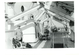 Photograph of Thomas Head and Edith Raddall on the boat deck of the S/S Nova Scotia, en route fro...