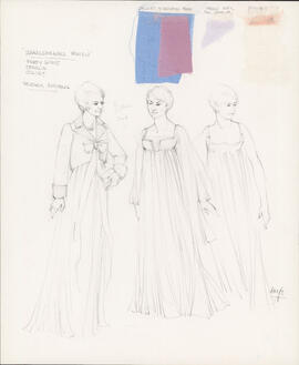 Costume design for party guest, Ophelia, Juliet