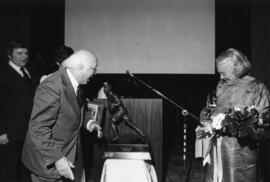 Photograph of Aileen Meagher and Henry D. Hicks : Dalhousie Award presentation