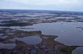 Aerial photograph of ponds on the Great Northern Peninsula, Newfoundland and Labrador