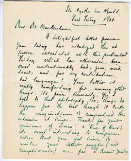 Correspondence from Owen Bell Jones to MacMechan, March 30, 1923