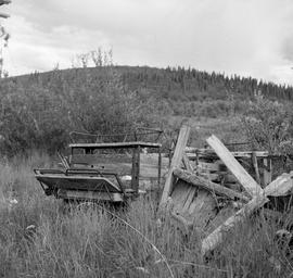 Photograph of an abandoned wagon in the Yukon