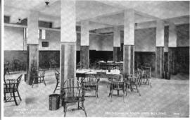 Postcard of the men's common room in the Arts Building