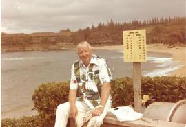 Photograph of G. MacGregor Grant on a beach near Victoria, British Columbia