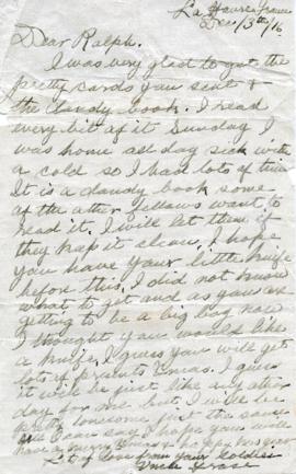 Letter from Sgt. A. Fraser Tupper to Ralph Kane