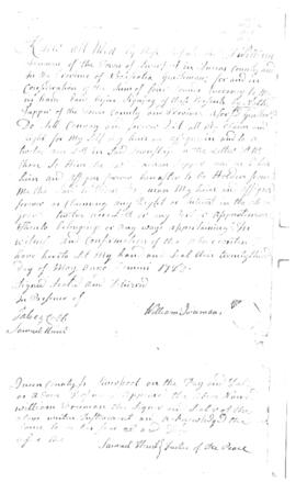 Property deed for twelve acres between William Freeman and Nathan Tupper, Junior