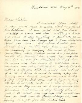 Letter from Scott Sidney Bigelow to his father