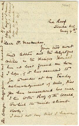 Letter from Sara Jeannette Cotes to Archibald MacMechan