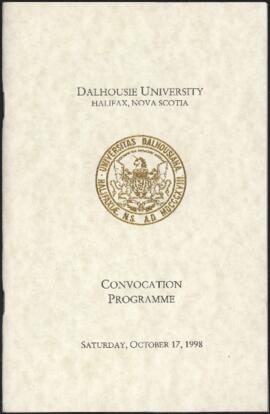 Dalhousie University Convocation Programme, Saturday, October 17th, 1998