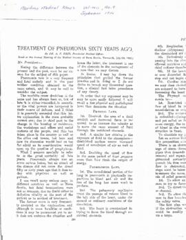 Treatment of pneumonia sixty years ago / Dr. A.P. Reid : [facsimile]