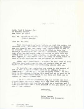 Correspondence with Dodd, Mead and Company Inc.