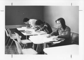 Photograph of students studying in the Student Union Building cafeteria