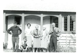 Photograph of Charles Elliott, "Boze" Elliott, Phyllis Elliott, Edith Raddall, Aunt Jessie Raddal...