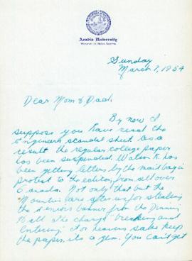 Correspondence between Thomas Head Raddall and T. H. Raddall Jr.