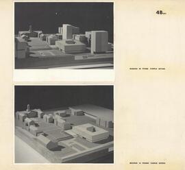 Presentation board featuring two photographs of the Killam Library building models in present and...