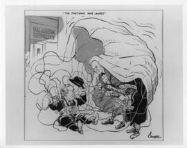 Photograph of a Bob Chambers cartoon "The partisans have landed"
