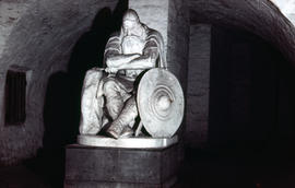 Photograph of a statue of Ogier the Dane (Holger Danske) at Kronborg Castle (Slot)