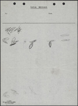 Pencil and ink sketch by Donald Cameron Mackay showing naval tactical movements