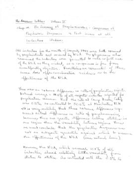 Handwritten summary of "The Screening of Psychoneurotics," chapter 14 of The American Soldier, Vo...