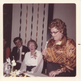 Photograph of an unidentified person giving a speech at Electa MacLennan Night