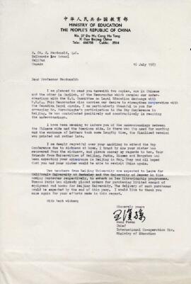 Ronald St. John Macdonald's correspondence with Wang Fu Sun