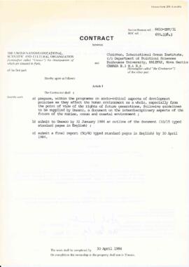 Contract between the United Nations Educational, Scientific, and Cultural Organization (UNESCO) a...