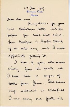 Correspondence from Gilbert Sutherland Stairs to Archibald MacMechan, March 3, 1907