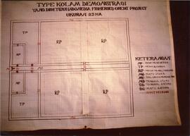 Photograph of a blueprint for a fisheries project in Indonesia