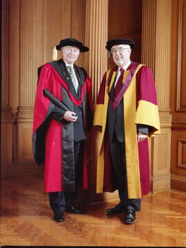 Photograph of honorary award recipient Bo Berggren with unidentified person