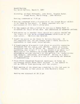 Minutes for Board of Directors meeting held on March 2, 1983