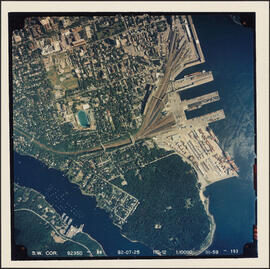 Aerial photograph of Point Pleasant Park, the South End of Halifax, and the South End Container T...