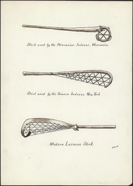 Unpublished drawing by Thomas Hayward : Lacrosse sticks