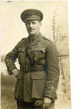 Portrait of Captain T.H. Raddall, Sr. in uniform printed on a postcard