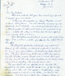 Correspondence between Thomas Head Raddall and Ralph C. Smith